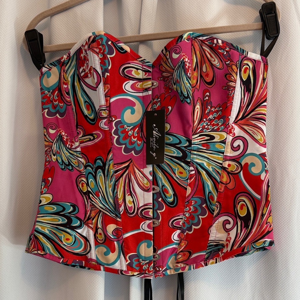 Colorful Strapless Corset Top NWT